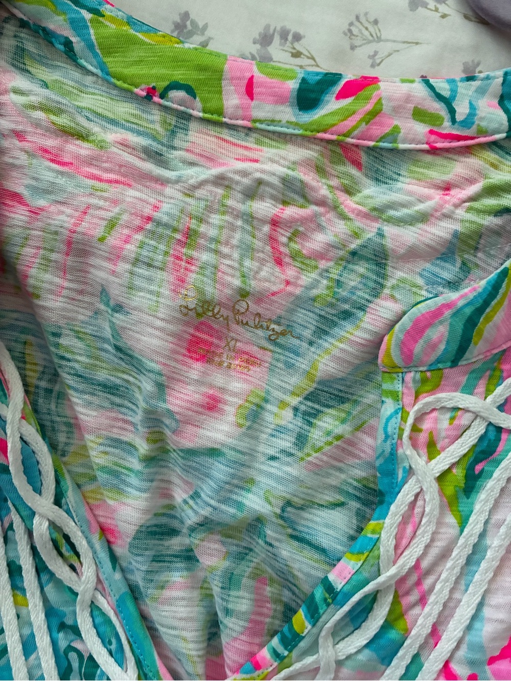 Lilly Pulitzer Multicolor Floral/Tropical Tunic - Pink Green Blue - Picture 2 of 4